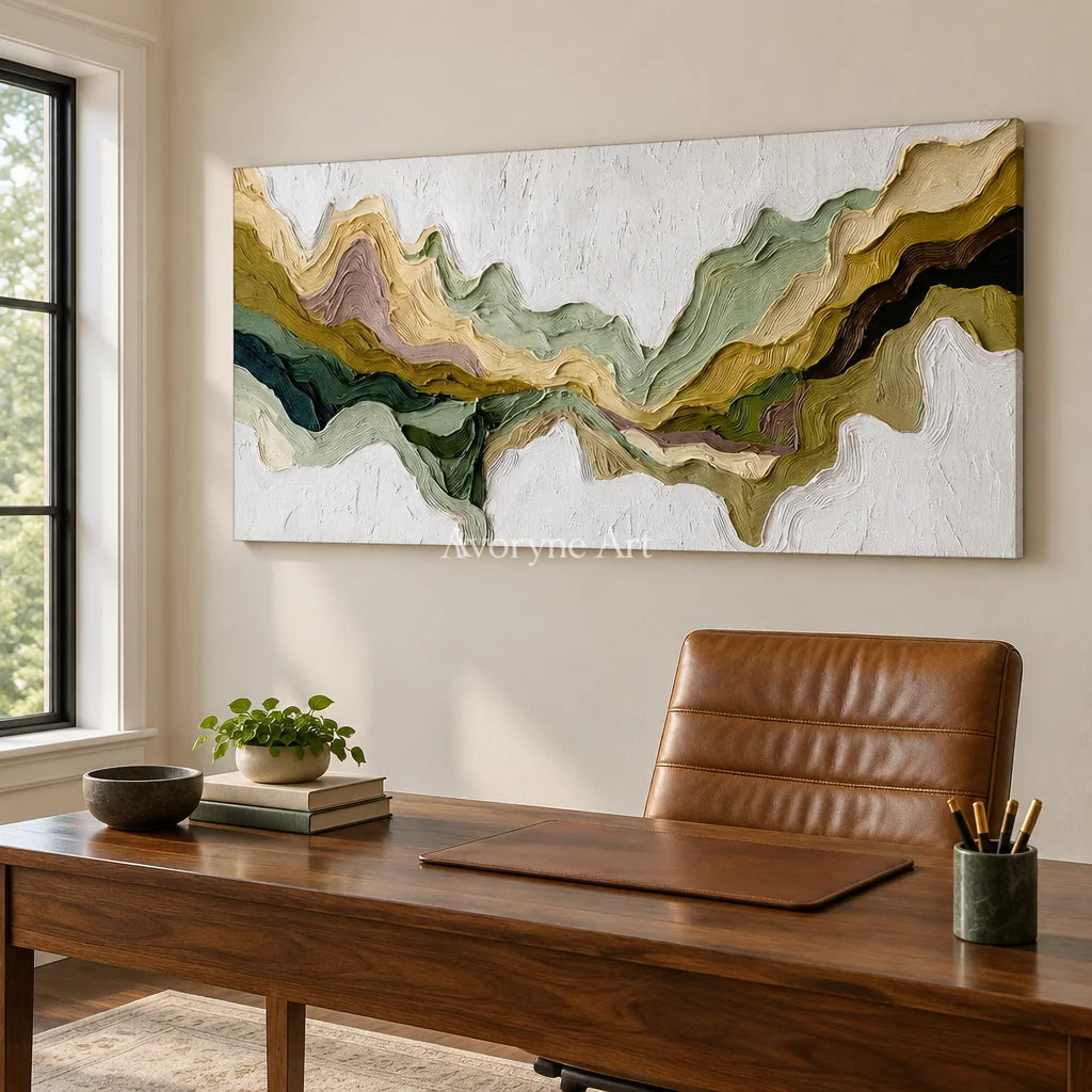 Aster Bank: Green Flowing Layers — office frameless