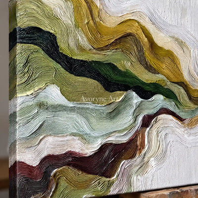 Aster Noon: Green Flowing Layers — detail easel