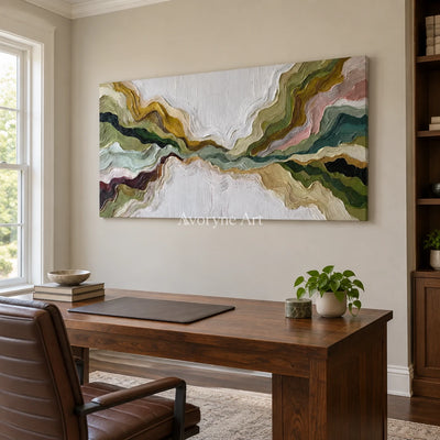 Aster Noon: Green Flowing Layers — office frameless
