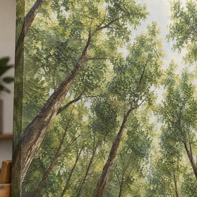 Canopy Ascent: Green Forest Landscape Wall Art — detail easel