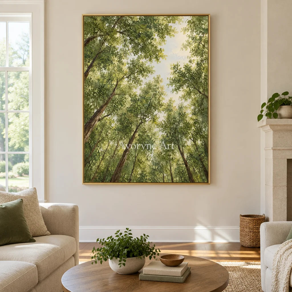 Canopy Ascent: Green Forest Landscape Wall Art — living gold