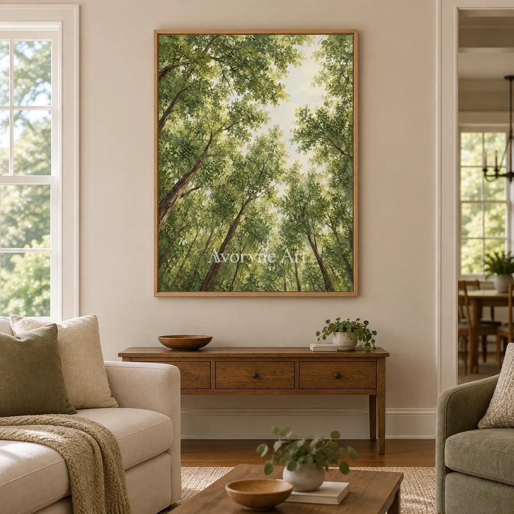 Canopy Ascent: Green Forest Landscape Wall Art — villa wood