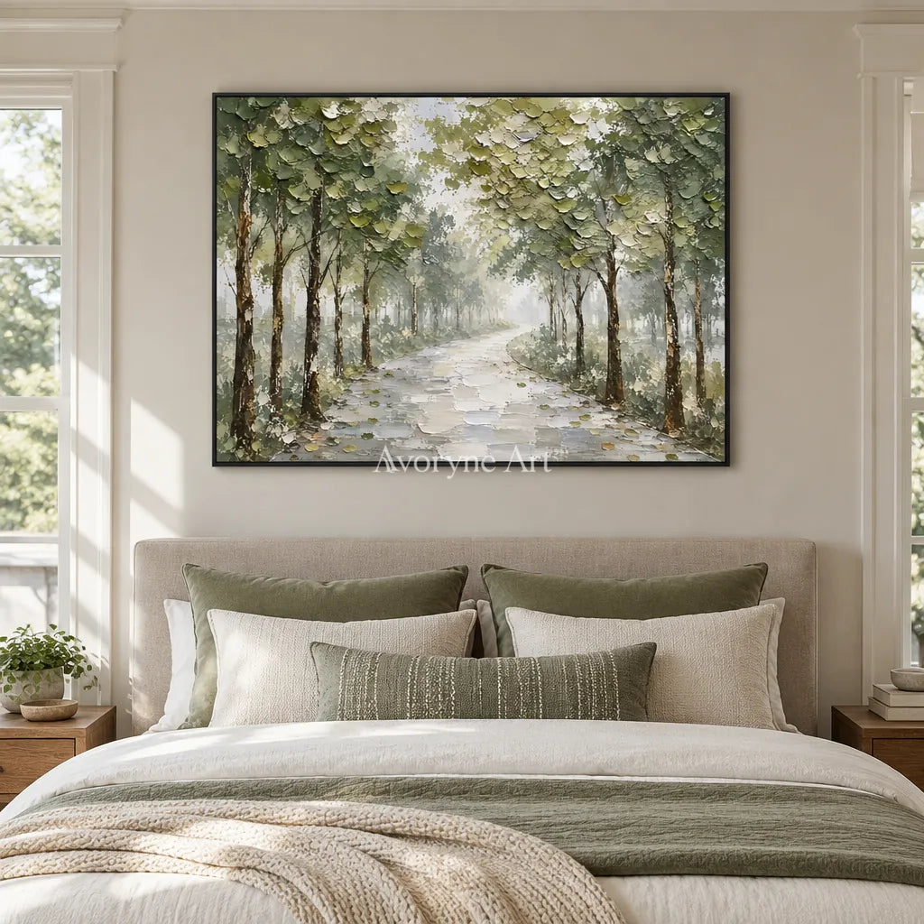 Canopy Walk: Green Garden Landscape Wall Art — bedroom black