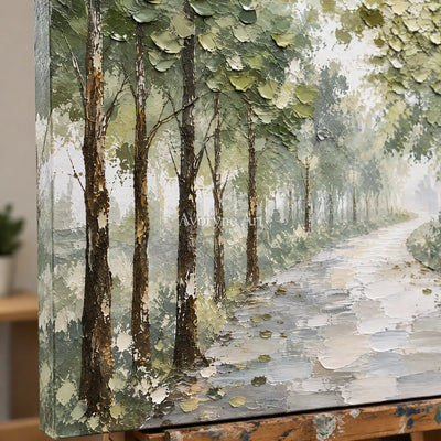 Canopy Walk: Green Garden Landscape Wall Art — detail easel