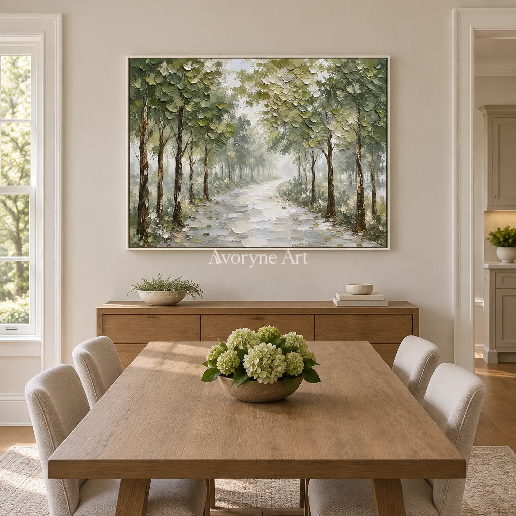 Canopy Walk: Green Garden Landscape Wall Art — dining white
