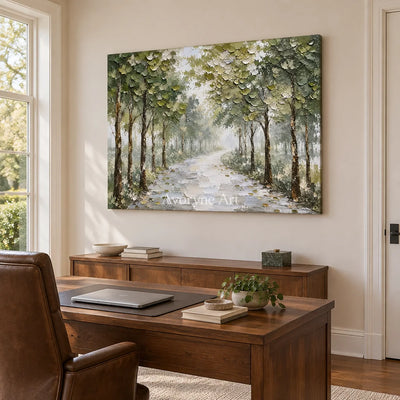 Canopy Walk: Green Garden Landscape Wall Art — office frameless