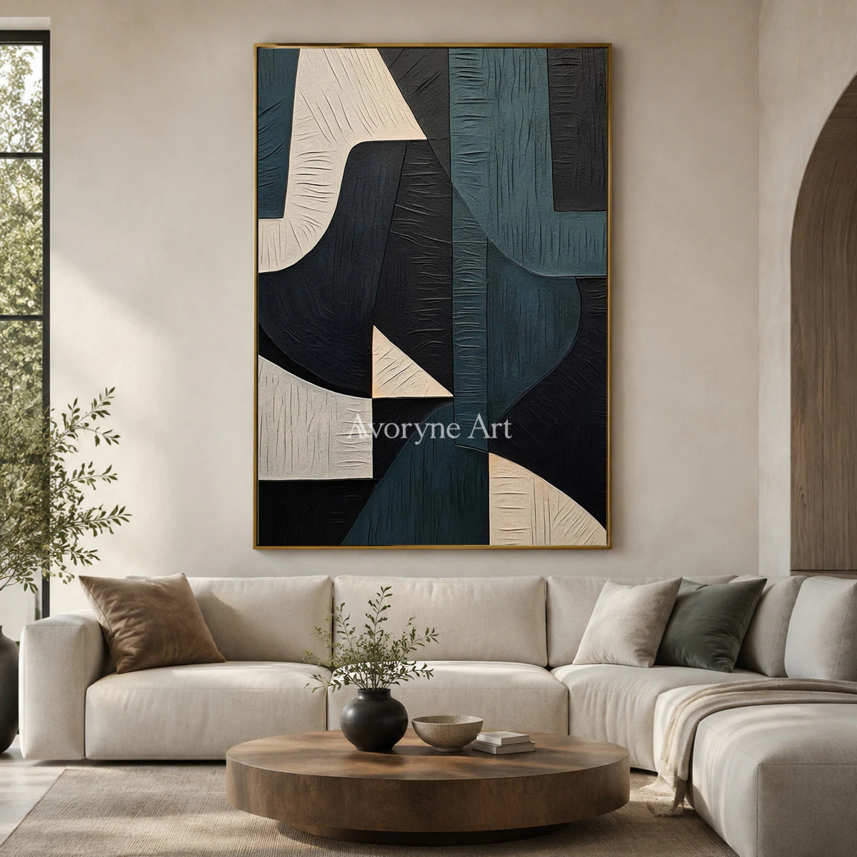 Teal Counterform: Green Geometric Abstract Wall Art — living gold