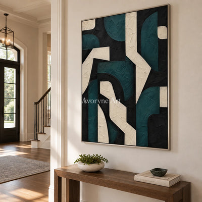Forest Facets: Green Geometric Abstract Wall Art — entry silver