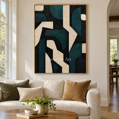 Forest Facets: Green Geometric Abstract Wall Art — villa wood