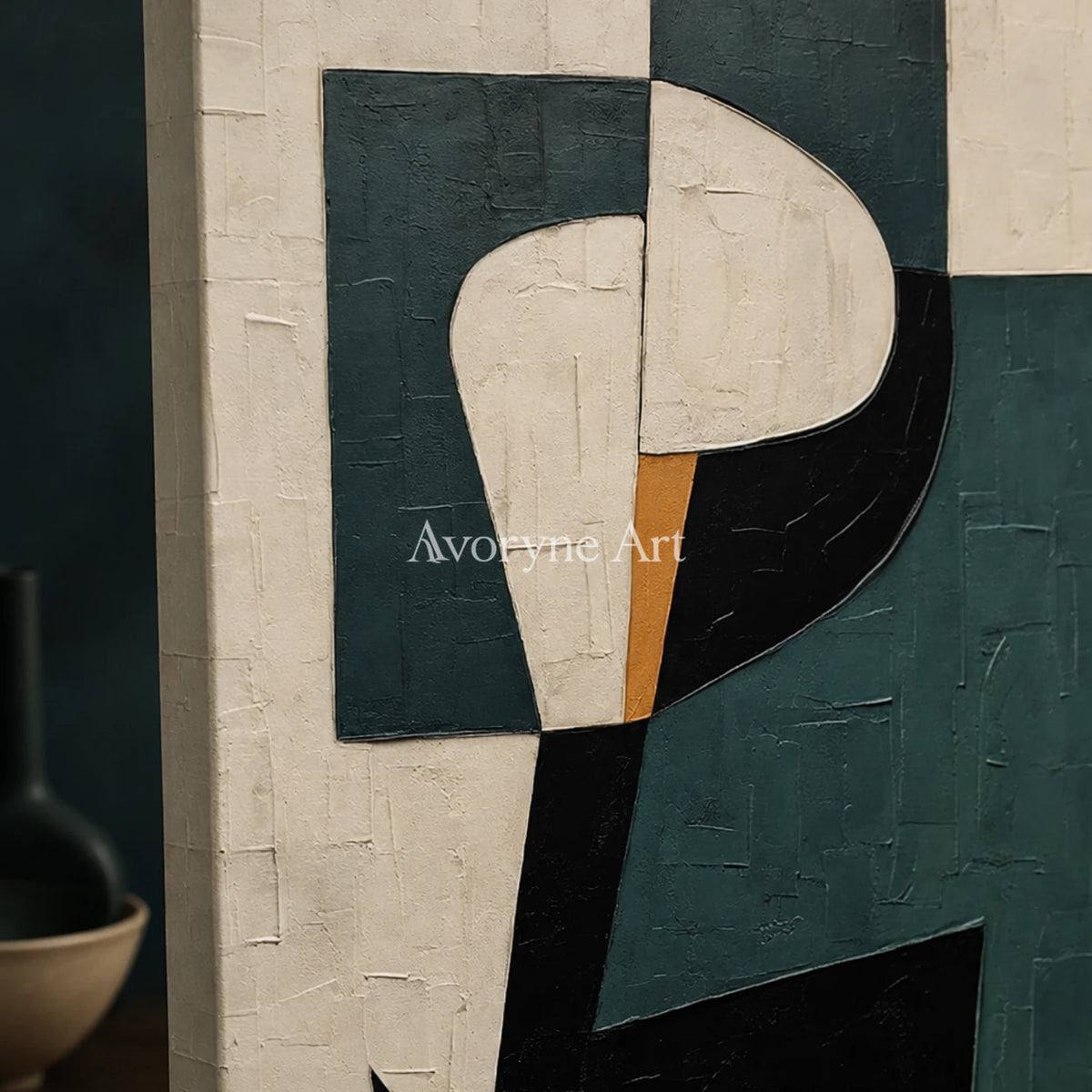 Verdant Geometry: Green Geometric Minimalist Wall Art - detail