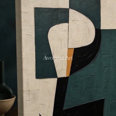 Verdant Geometry: Green Geometric Minimalist Wall Art - detail