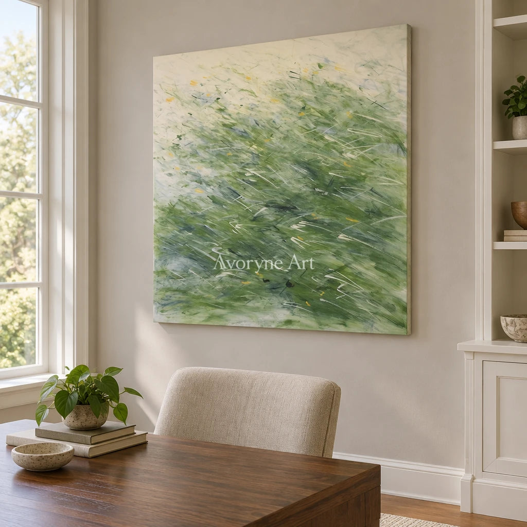 Aster Patina: Green Gesture Art — office frameless