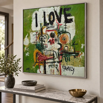 Kinship in Marks: Green Graffiti Figure Wall Art — entry silver