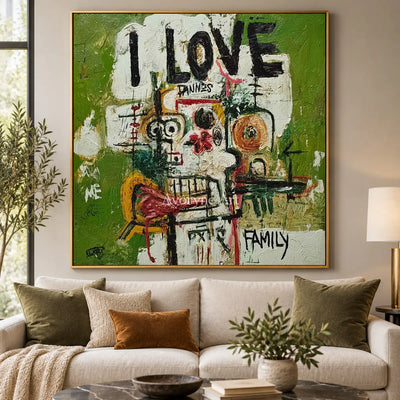 Kinship in Marks: Green Graffiti Figure Wall Art — living gold