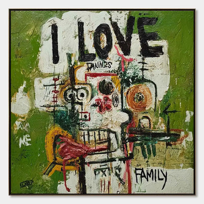 Kinship in Marks: Green Graffiti Figure Wall Art — primary