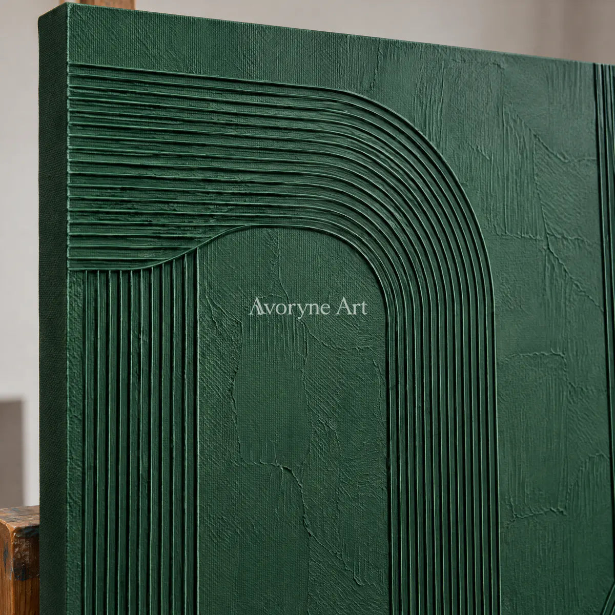 Forest Contours: Green Grooved Diptych Wall Art — detail easel