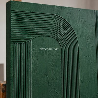 Forest Contours: Green Grooved Diptych Wall Art — detail easel