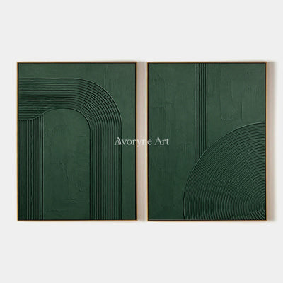Forest Contours: Green Grooved Diptych Wall Art — primary