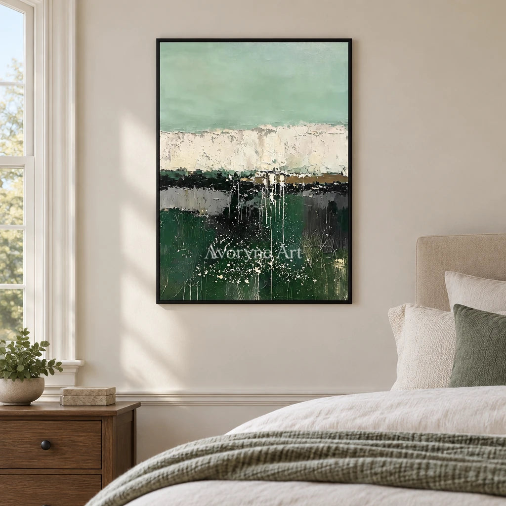 Aster Fissure: Green Layered Abstract — bedroom black