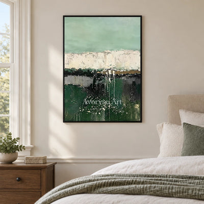 Aster Fissure: Green Layered Abstract — bedroom black