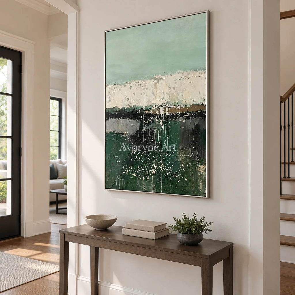 Aster Fissure: Green Layered Abstract — entry silver