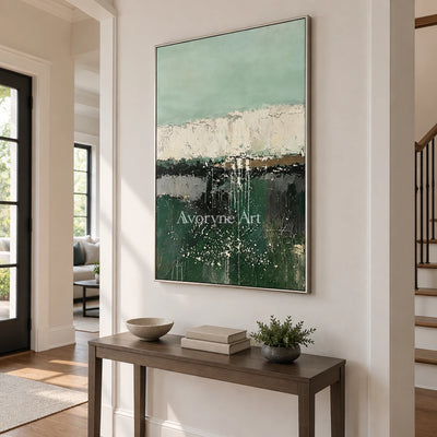 Aster Fissure: Green Layered Abstract — entry silver