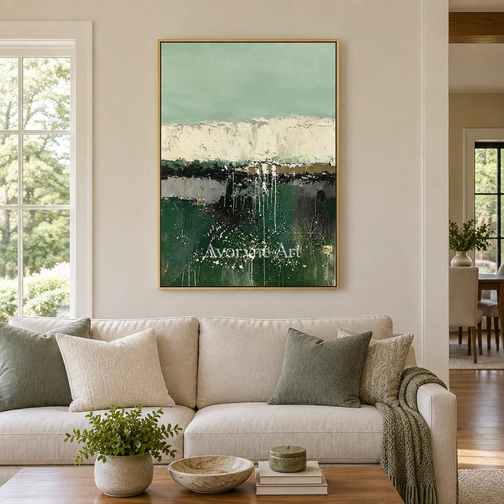 Aster Fissure: Green Layered Abstract — living gold