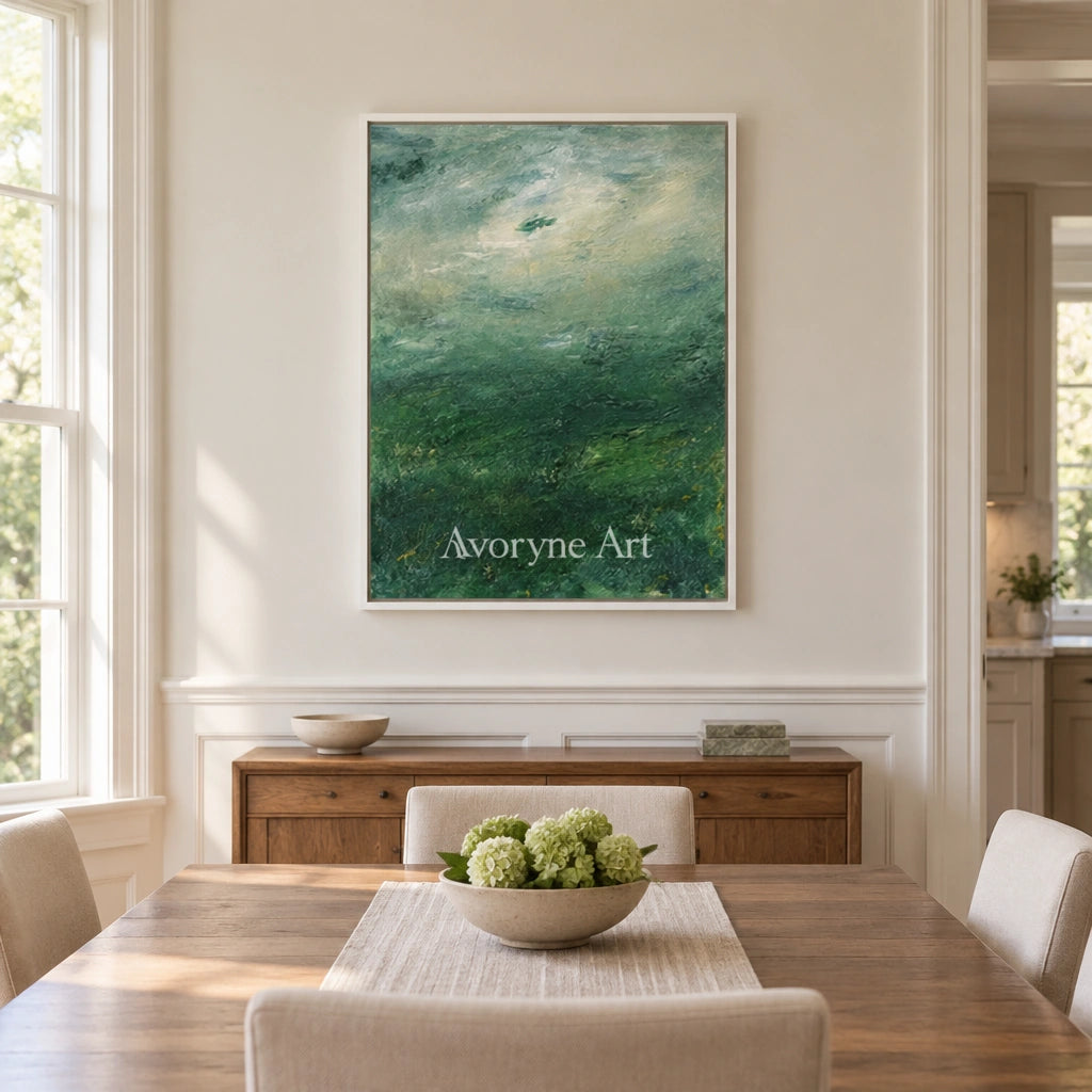 Aster Reverie: Green Meadow Art — dining white