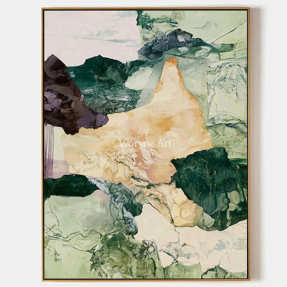 Ivory Painted Memory: Green Mineral Abstract — primary