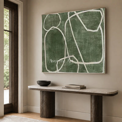 Verdant Loops: Green Minimalist Abstract Wall Art — entry silver