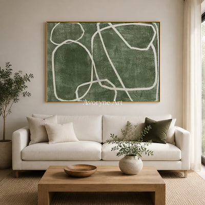 Verdant Loops: Green Minimalist Abstract Wall Art — living gold