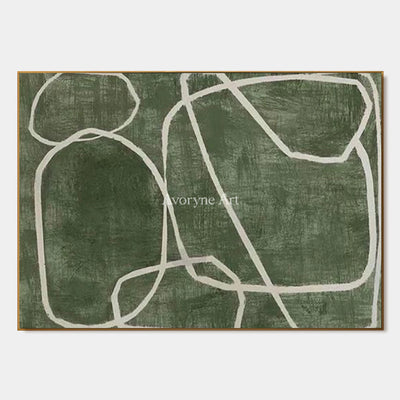 Verdant Loops: Green Minimalist Abstract Wall Art — primary