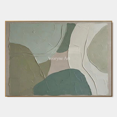 Sage Intersections: Green Minimalist Organic Abstract Wall Art — primary