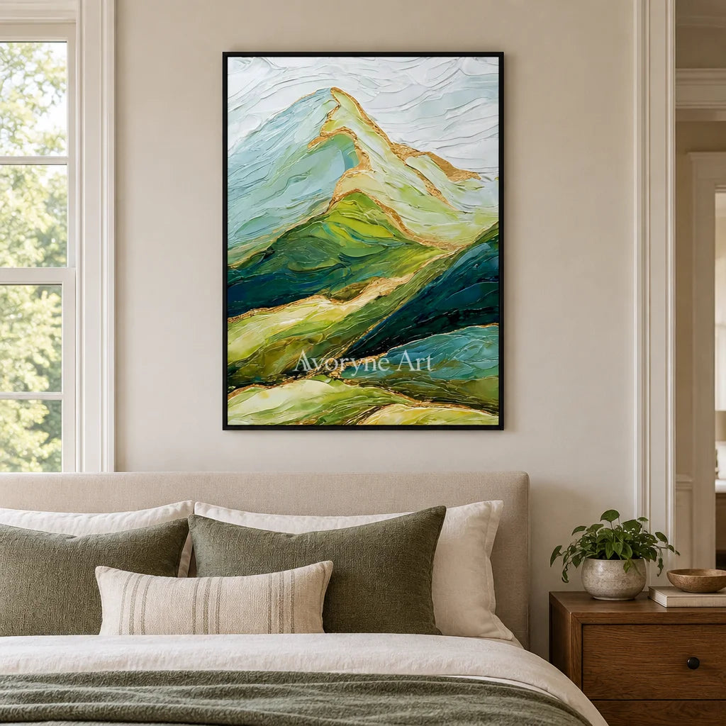 Aster Flax: Green Mountain Texture — bedroom black