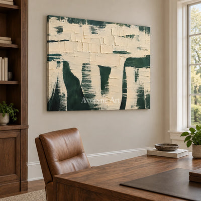 Verdant Blocks: Green Neutral Textured Art Wall Art — office frameless