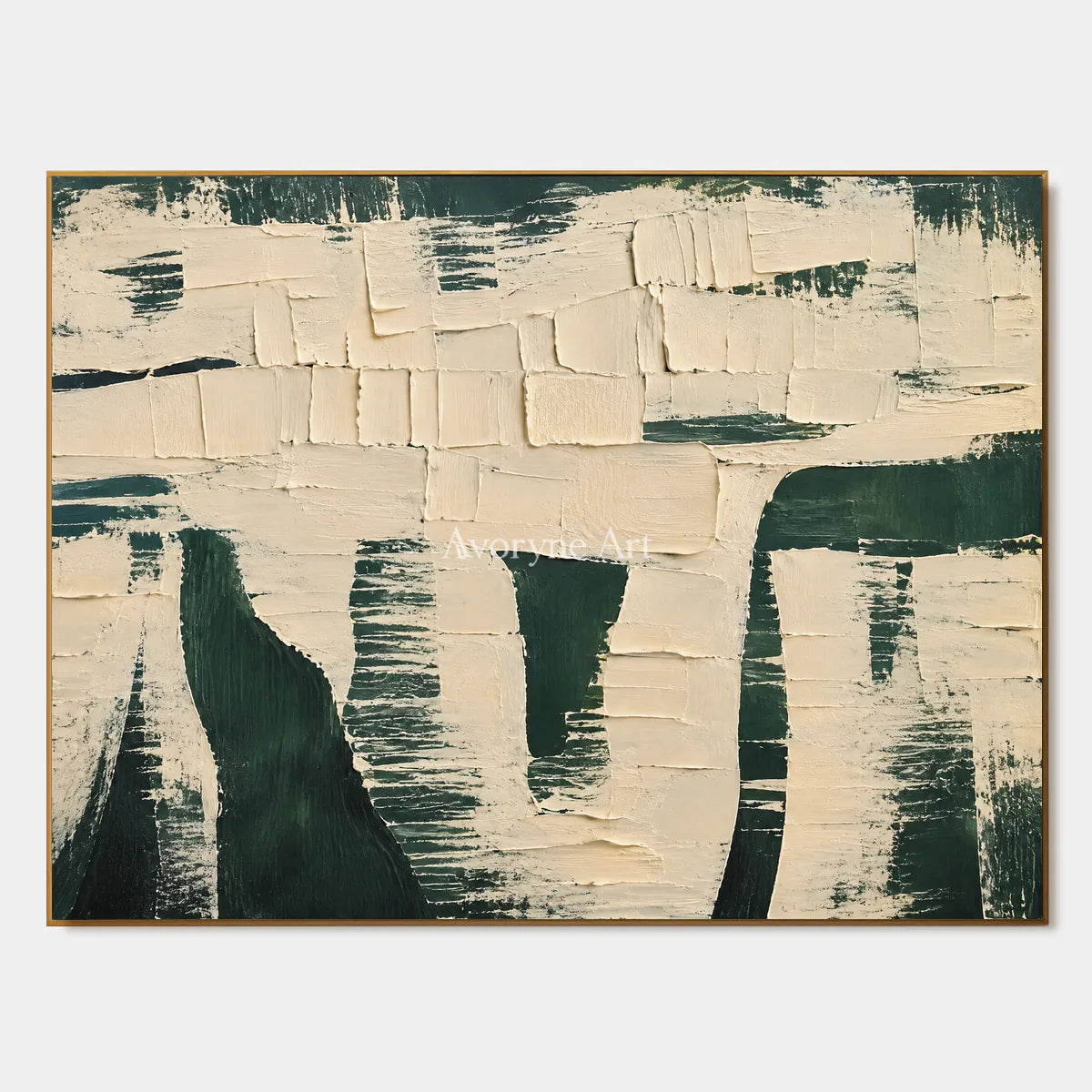 Verdant Blocks: Green Neutral Textured Art Wall Art — primary