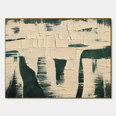 Verdant Blocks: Green Neutral Textured Art Wall Art — primary