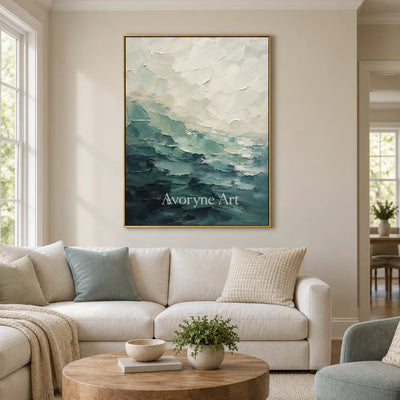 Jade Breaker: Green Ocean Texture Wall Art — living gold