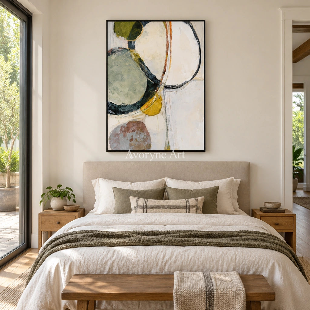 Ivory Winding Echo: Green Organic Abstract — bedroom black
