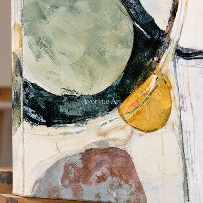 Ivory Winding Echo: Green Organic Abstract — detail easel