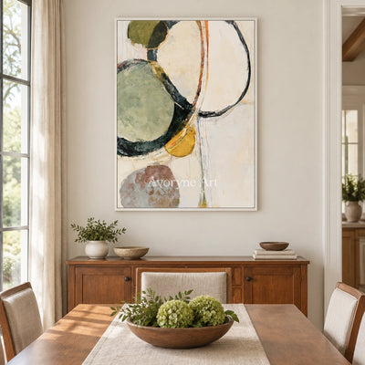 Ivory Winding Echo: Green Organic Abstract — dining white