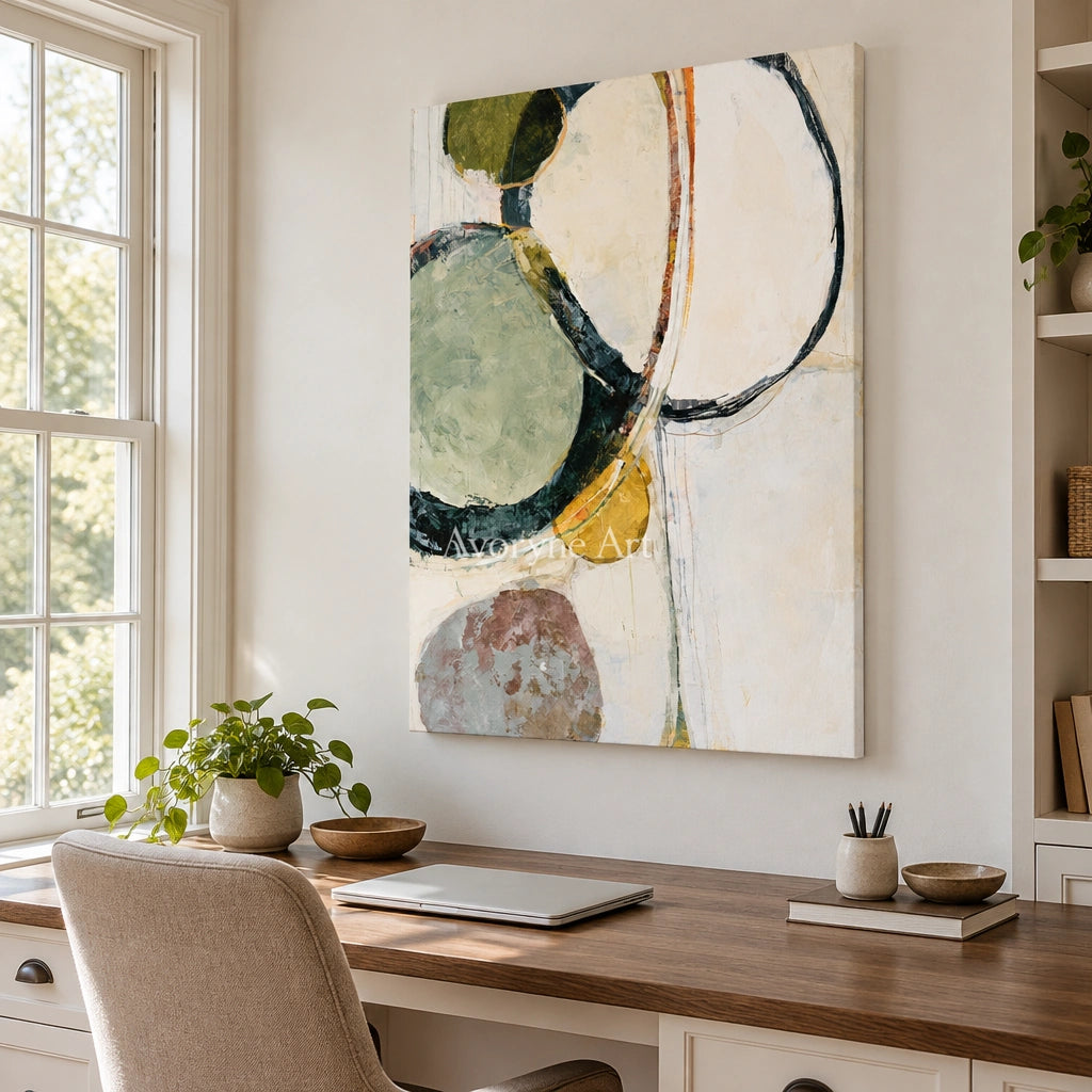 Ivory Winding Echo: Green Organic Abstract — office frameless