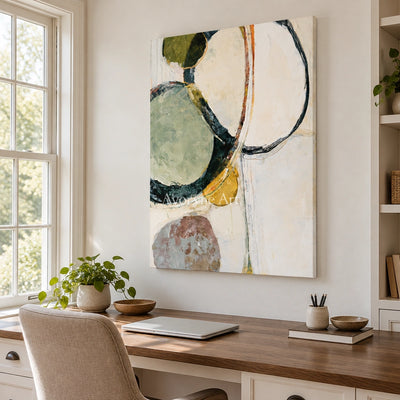 Ivory Winding Echo: Green Organic Abstract — office frameless