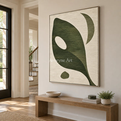 Olive Aperture: Green Organic Abstract Wall Art — entry silver