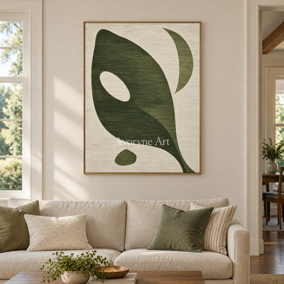 Olive Aperture: Green Organic Abstract Wall Art — villa wood