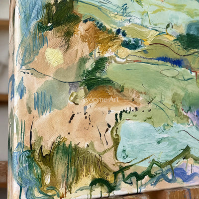 Ivory Open Trace: Green Organic Gesture — detail easel