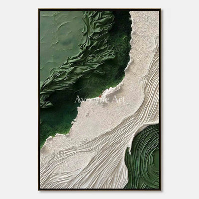 Moss Current: Green Organic Textured Abstract Wall Art - main