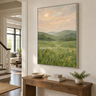 Meadow Expanse: Green Rolling Landscape Wall Art — entry silver