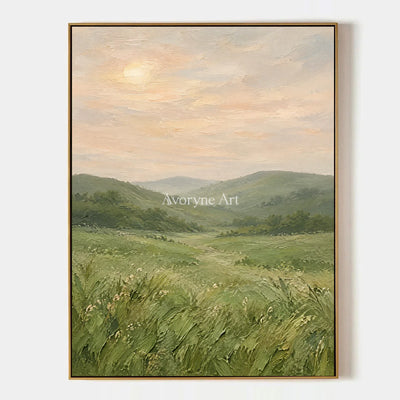 Meadow Expanse: Green Rolling Landscape Wall Art — primary