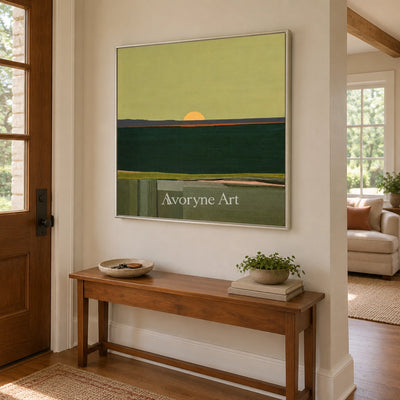Ivory Quiet Trace: Green Sunset Landscape — entry silver